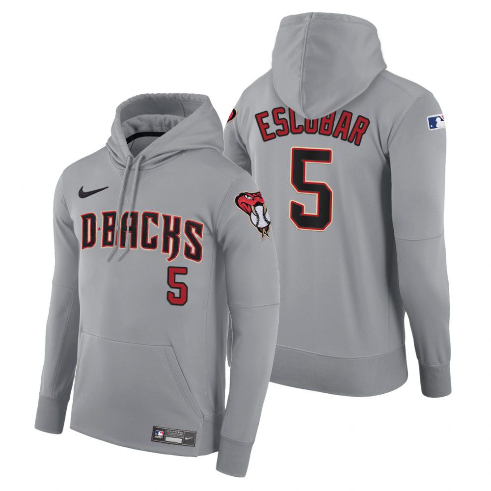 Men Arizona Diamondback #5 Escobar gray road hoodie 2021 MLB Nike Jerseys